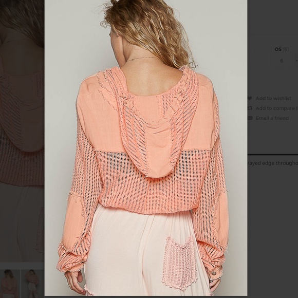 POL “ Billings 4 “ POL Open Knit See Through Button Down Hoodie So Nice And Soft - Picture 4 of 5